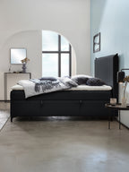 Webstoff Boxspringbett mit Stauraum Schwarz LONDON