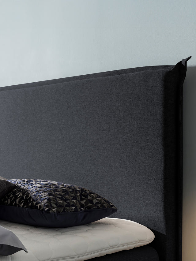 Webstoff Boxspringbett mit Stauraum Schwarz LONDON