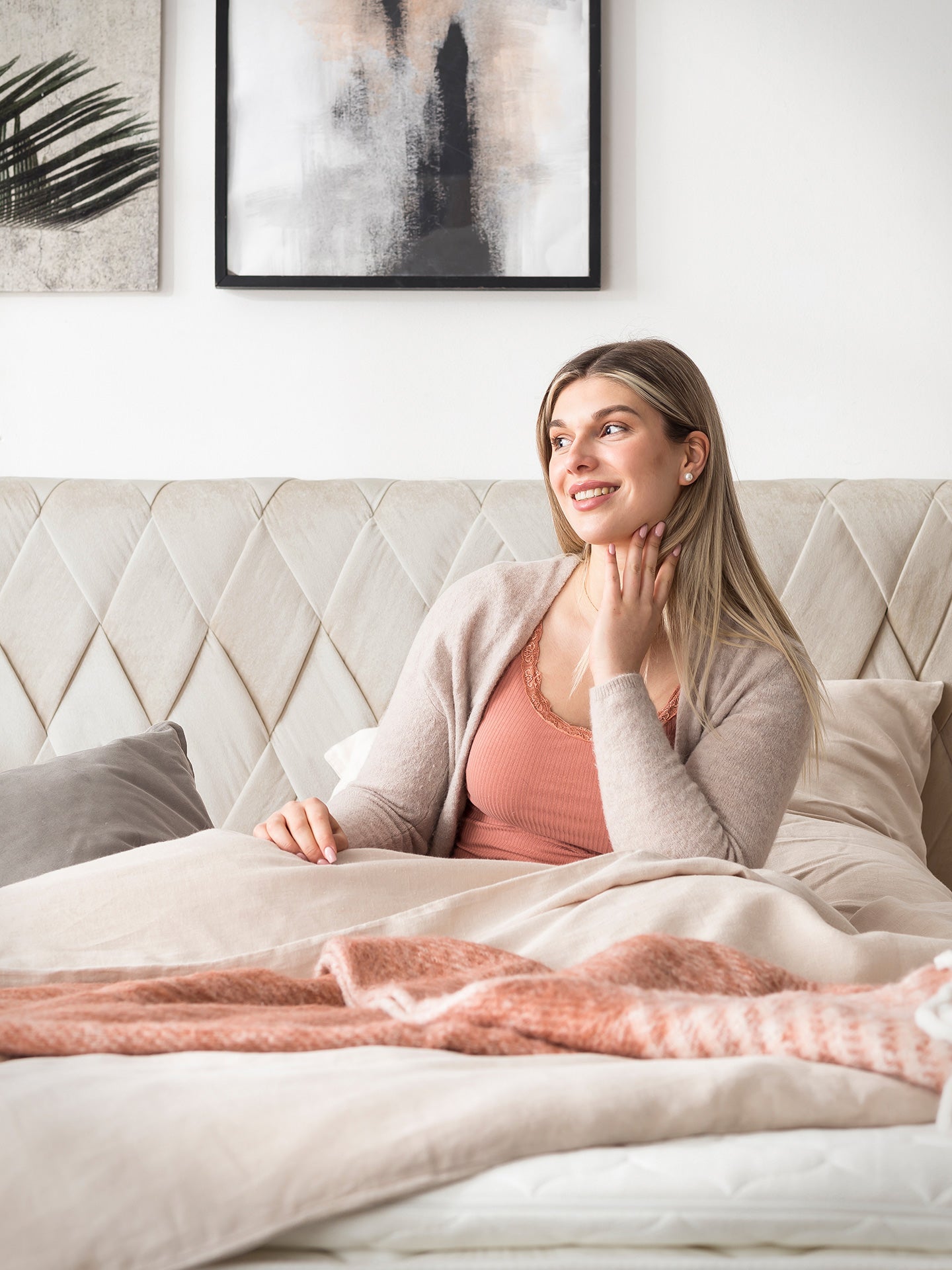 Samt Boxspringbett Beige LYON