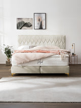 Samt Boxspringbett Creme LYON