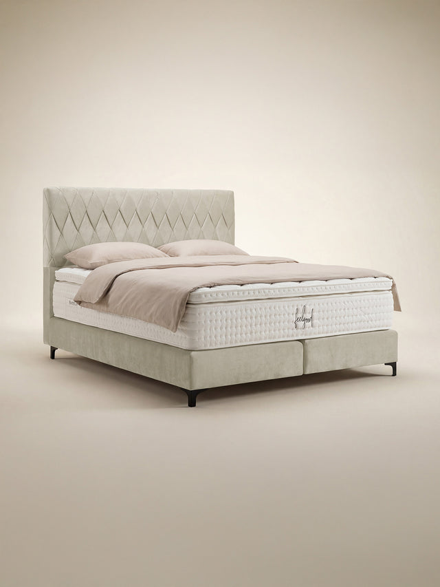 Samt Boxspringbett Creme LYON