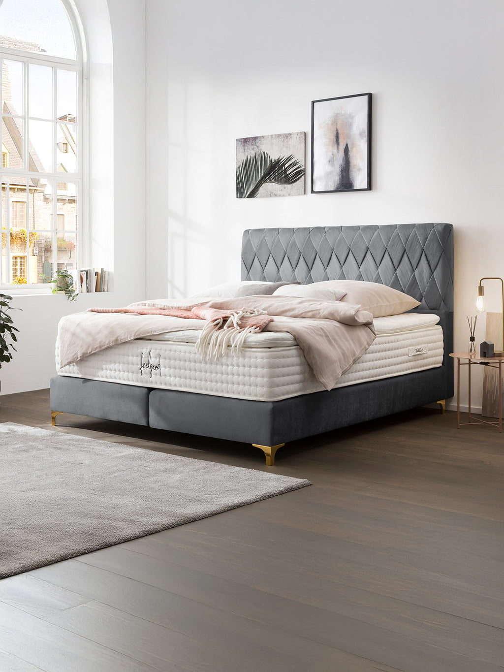 Samt Boxspringbett Dunkelgrau LYON