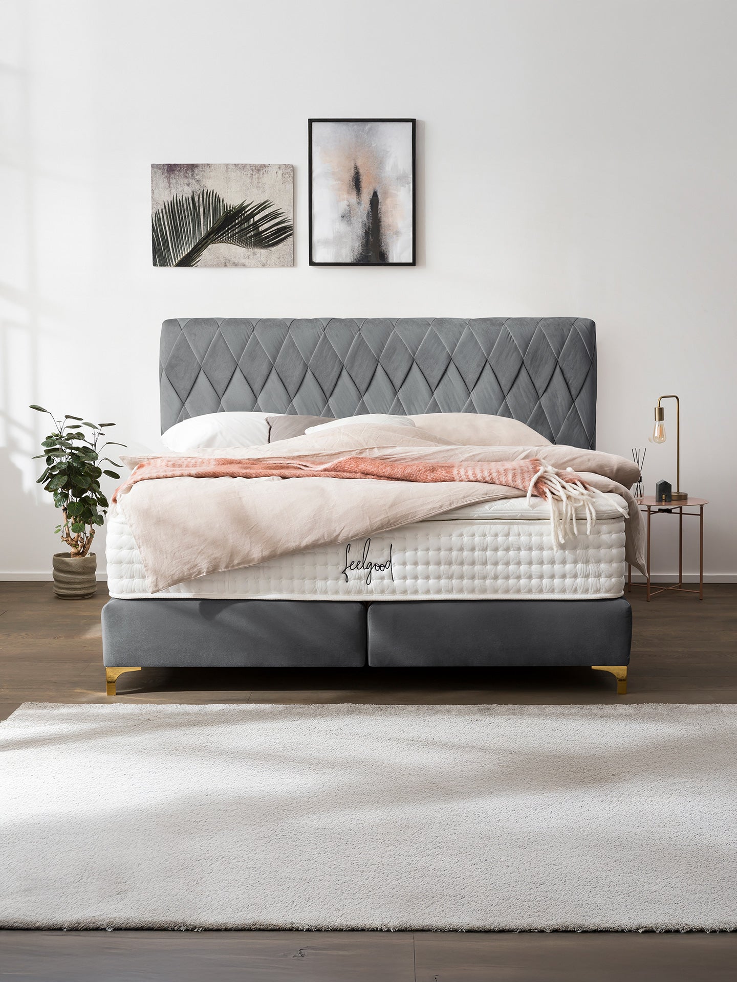 Samt Boxspringbett Dunkelgrau LYON