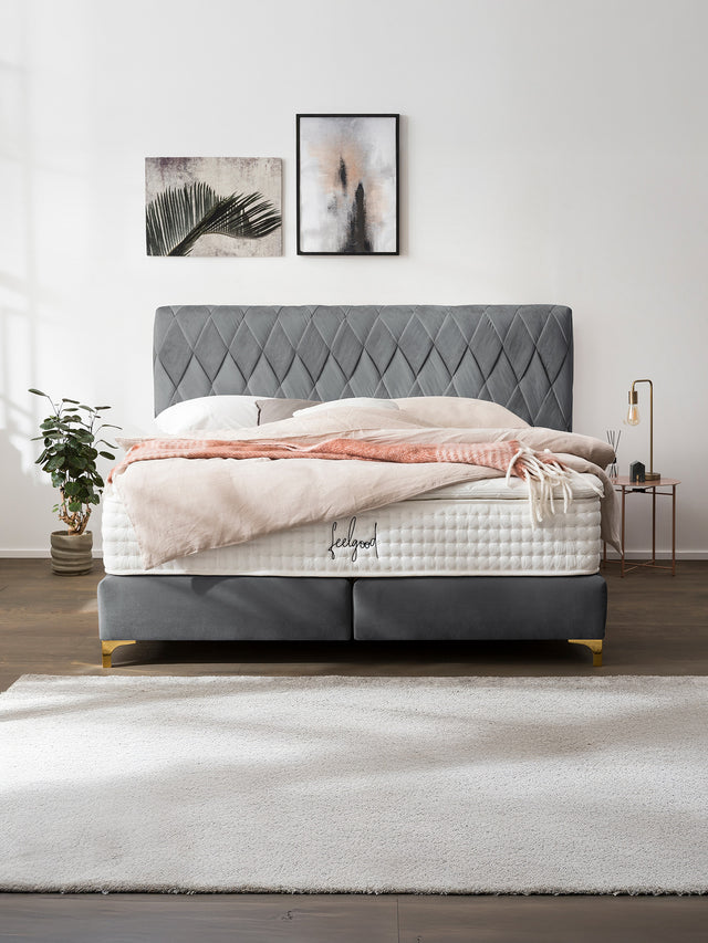 Samt Boxspringbett Dunkelgrau LYON