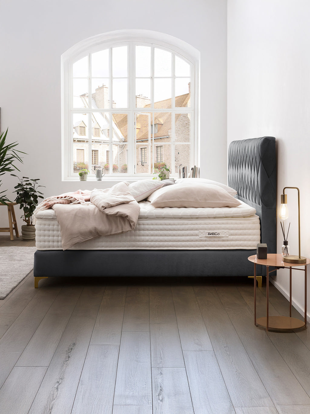 Samt Boxspringbett Dunkelgrau LYON