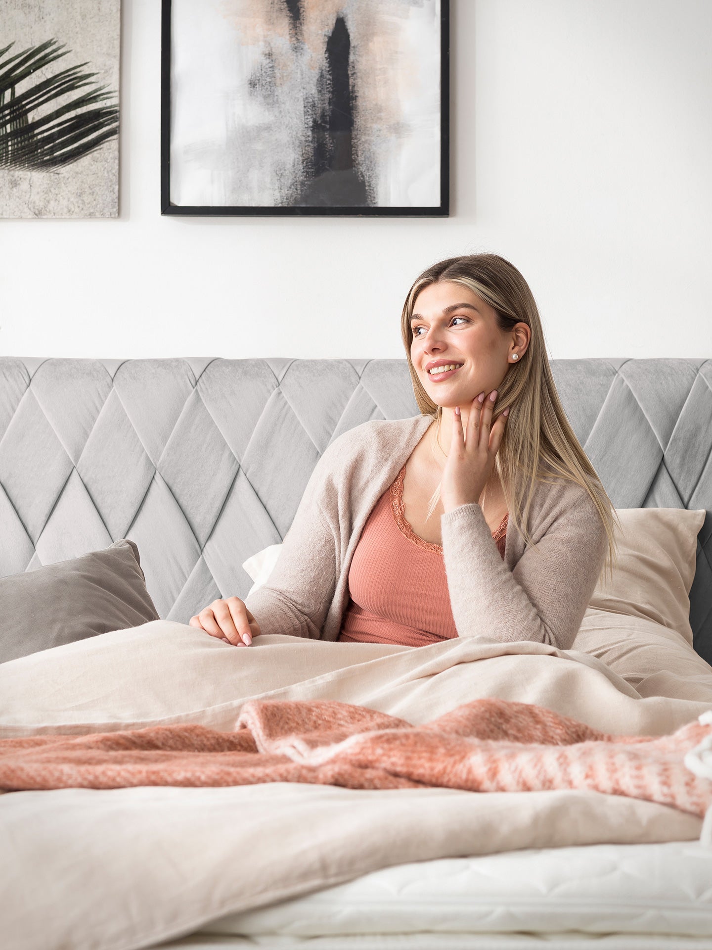 Samt Boxspringbett Grau LYON