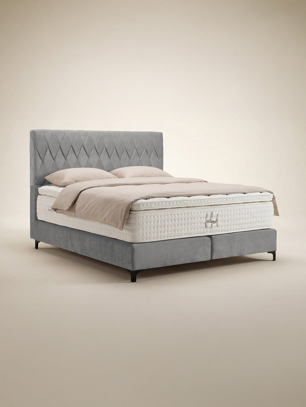 Samt Boxspringbett Grau LYON