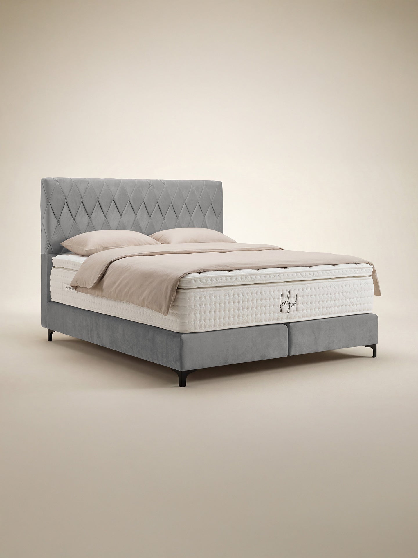 Samt Boxspringbett Grau LYON