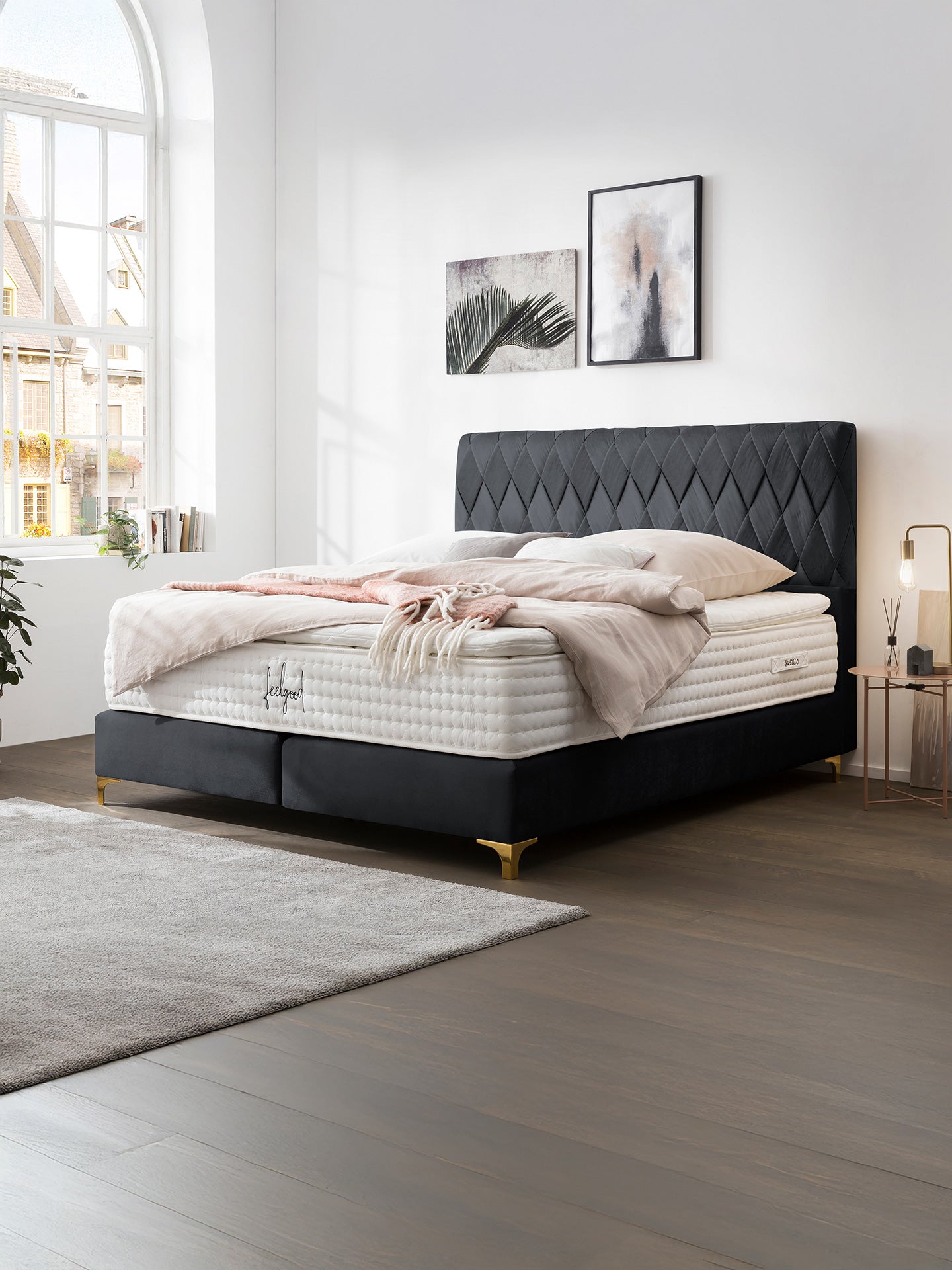 Samt Boxspringbett Schwarz LYON
