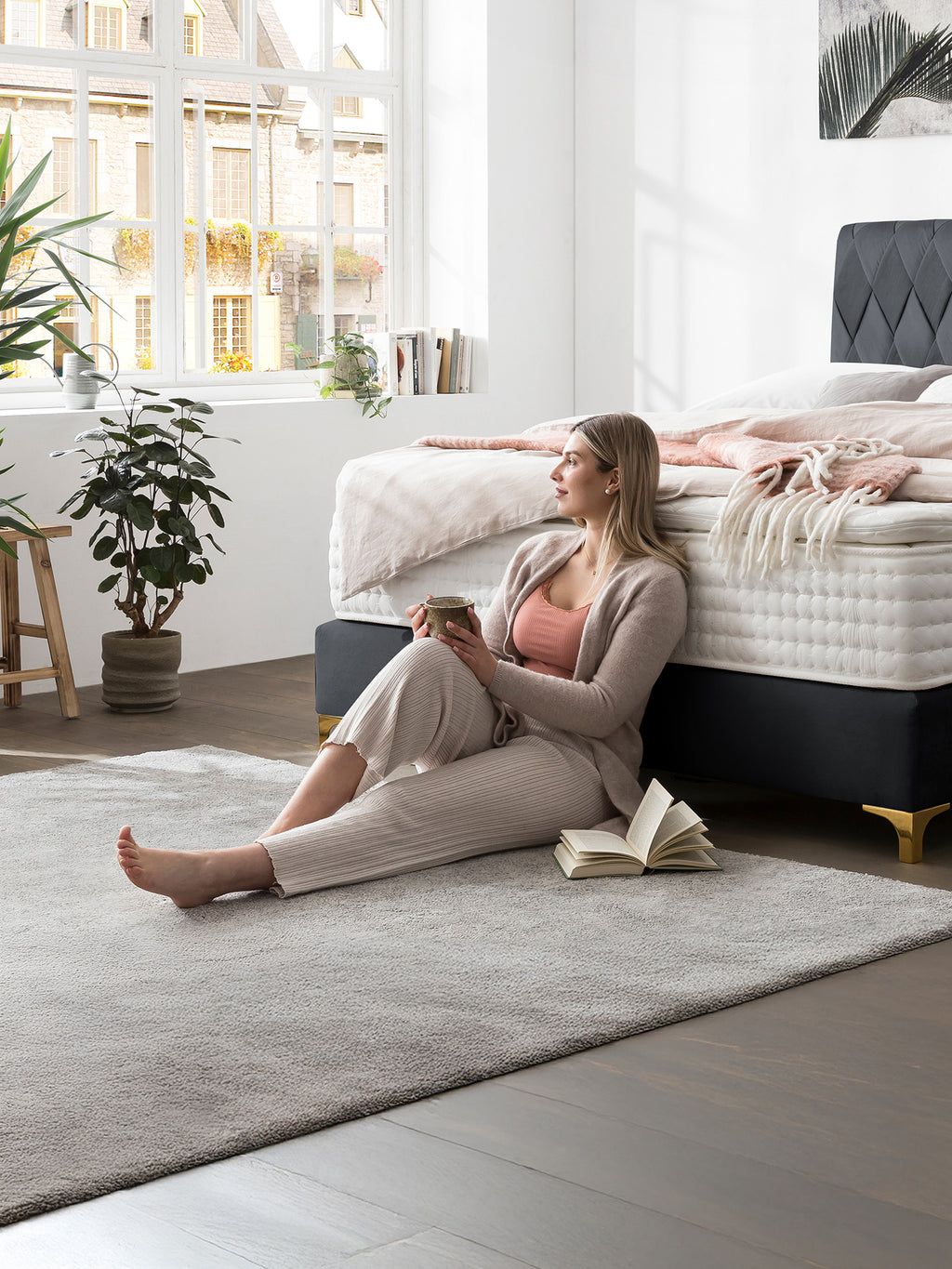 Samt Boxspringbett Schwarz LYON