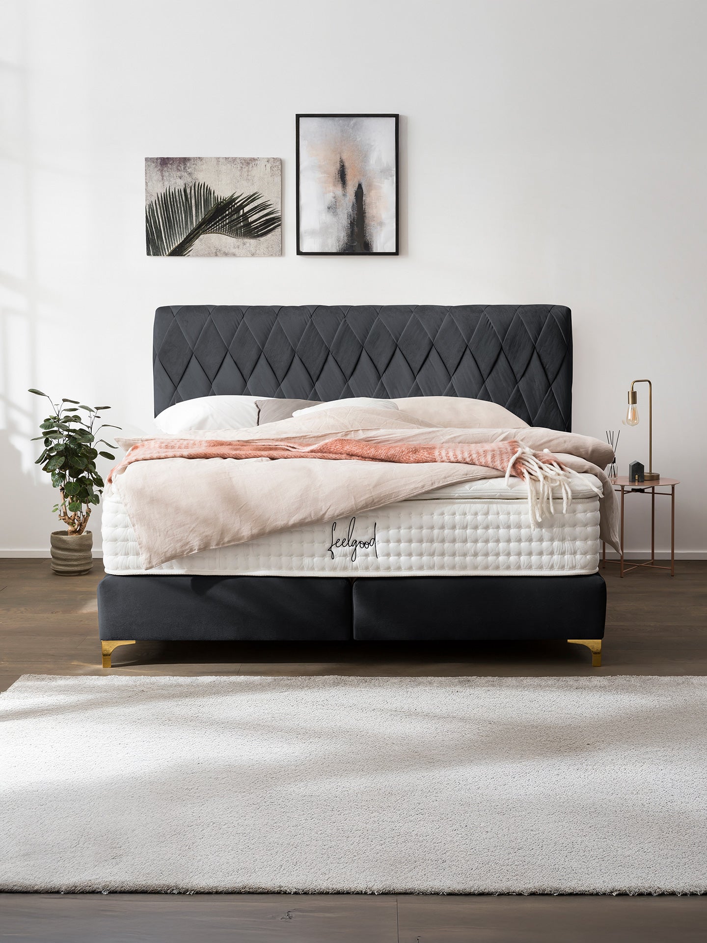 Samt Boxspringbett Schwarz LYON