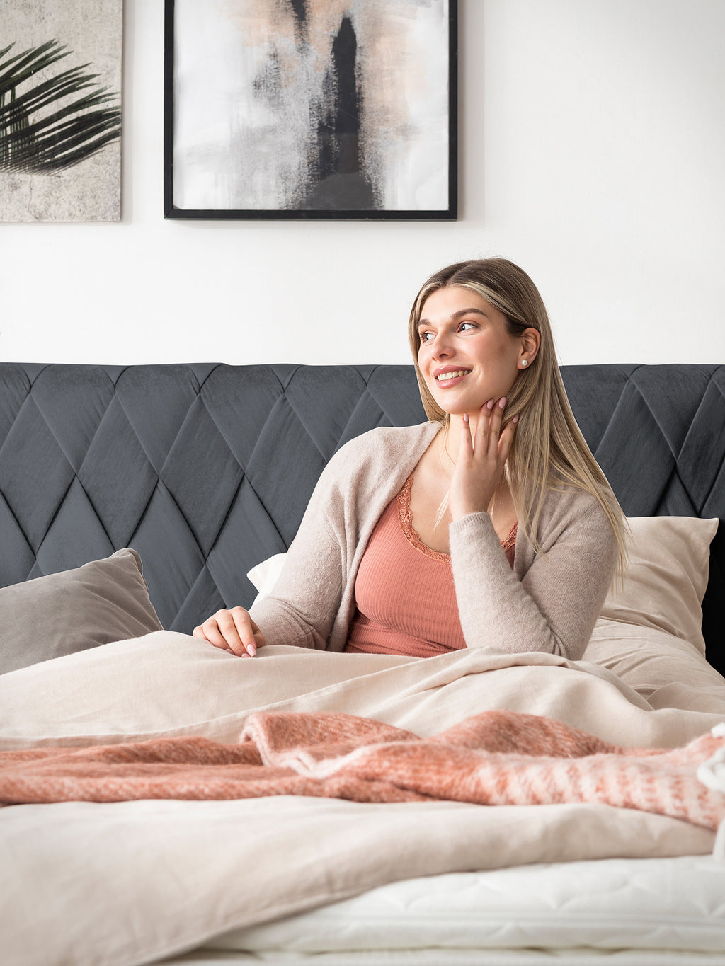 Samt Boxspringbett Schwarz LYON