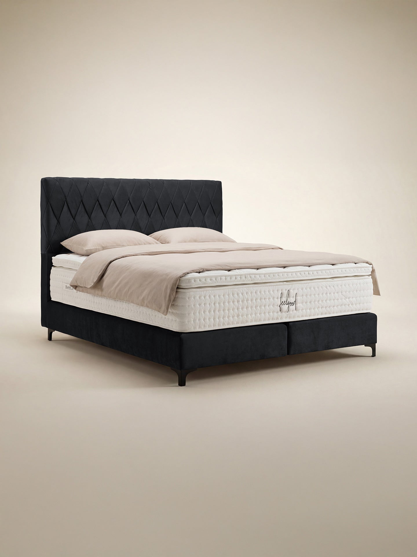 Samt Boxspringbett Schwarz LYON