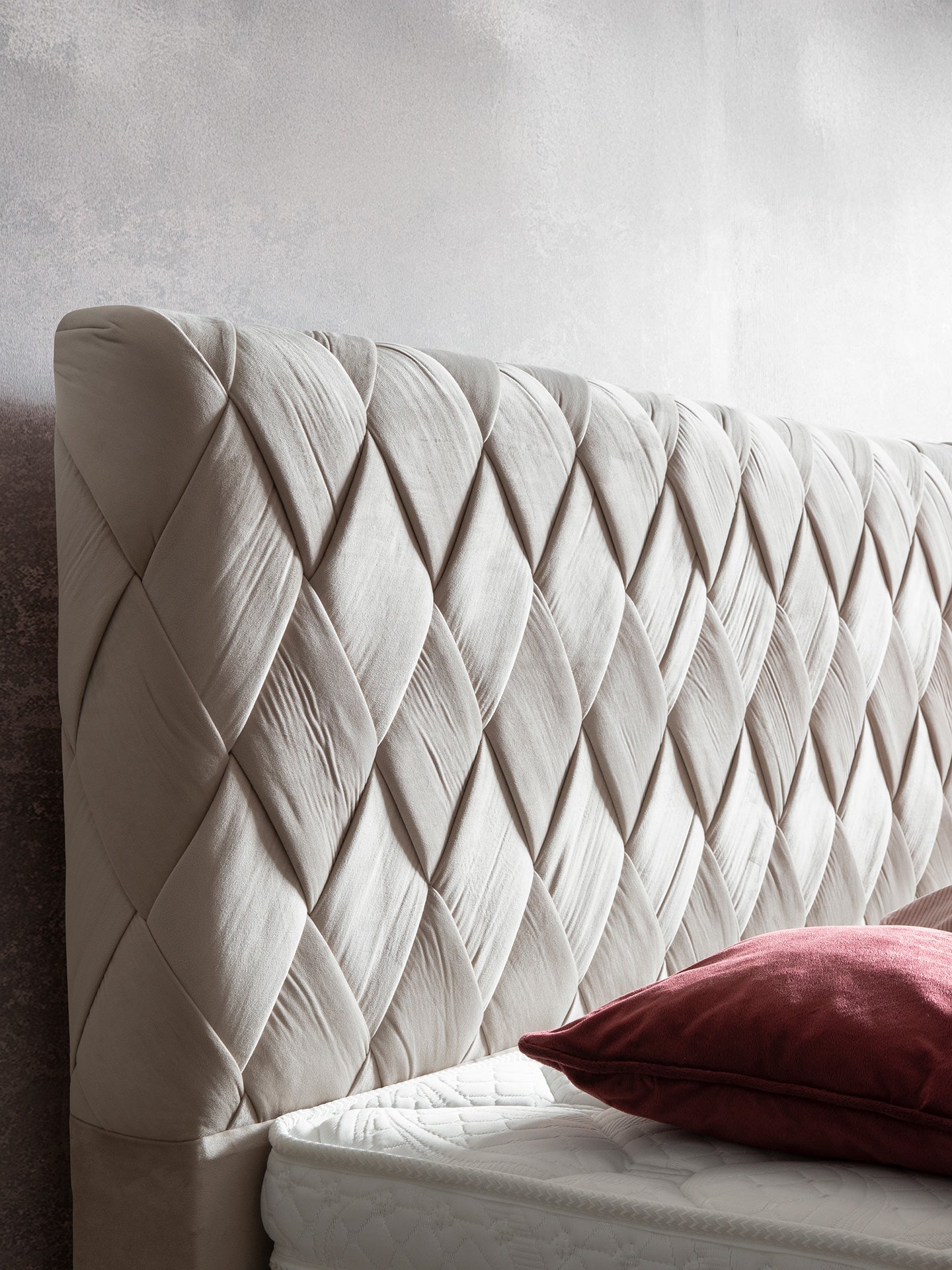 Velours Boxspringbett Creme LYON