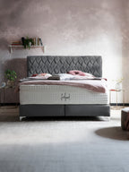 Velours Boxspringbett Dunkelgrau LYON