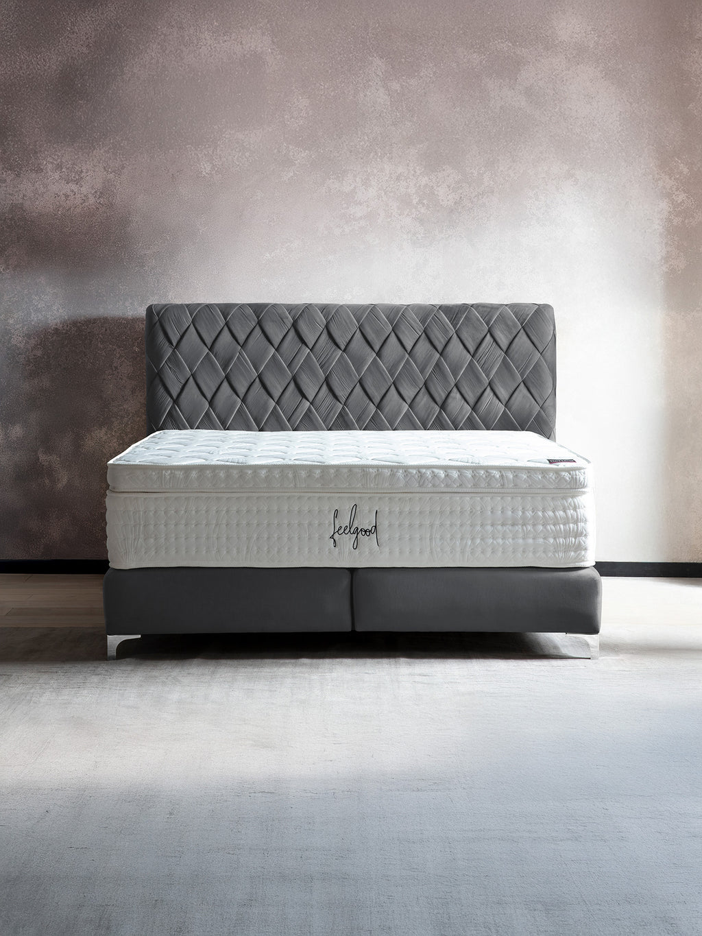 Velours Boxspringbett Dunkelgrau LYON