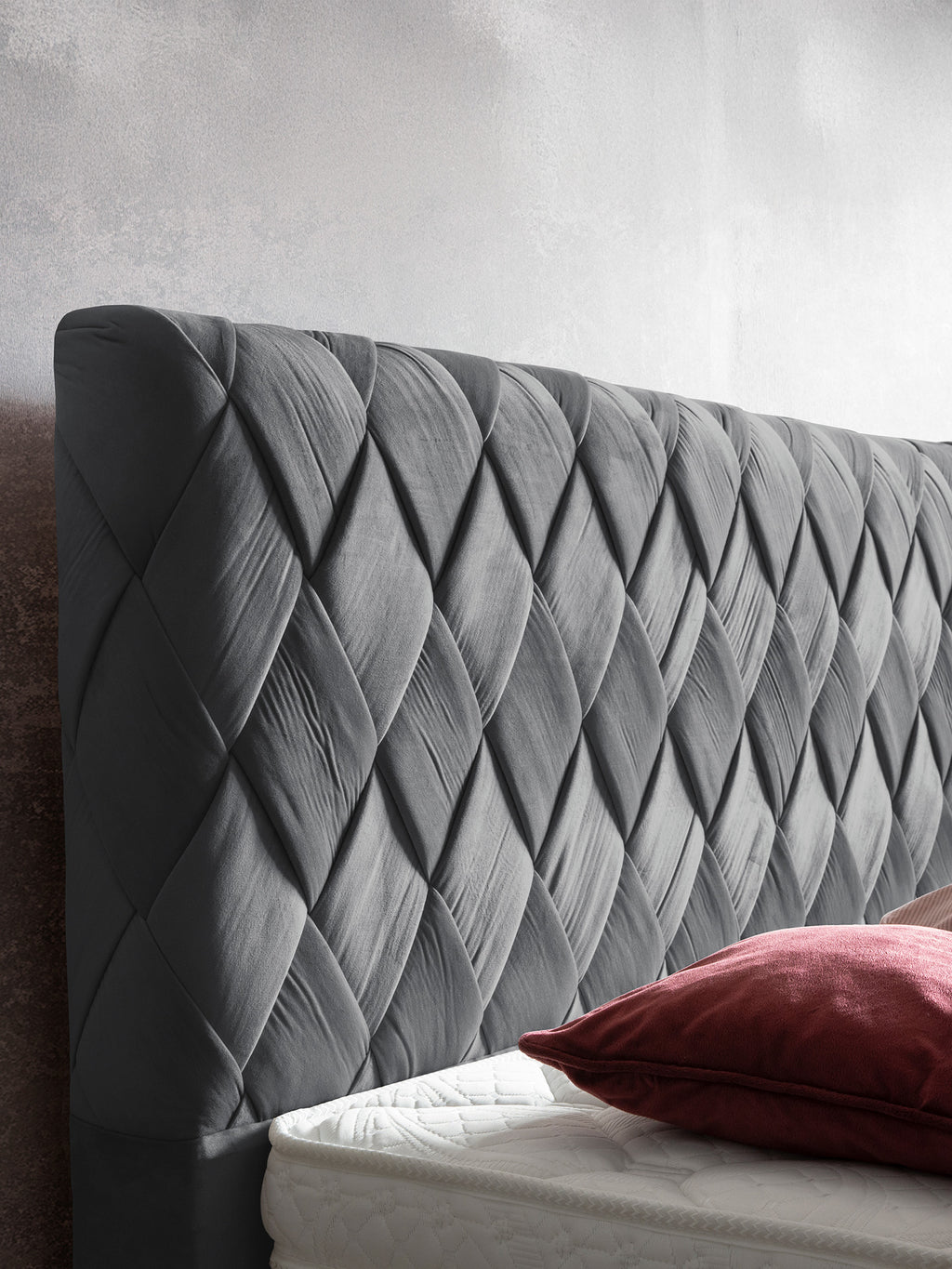 Velours Boxspringbett Dunkelgrau LYON