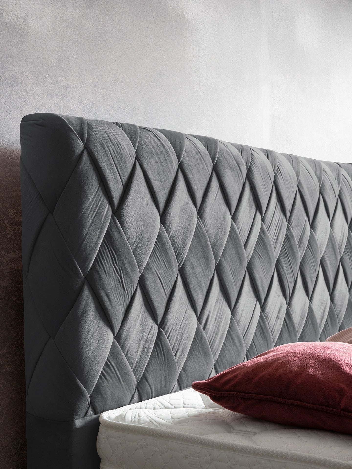 Velours Boxspringbett Dunkelgrau LYON