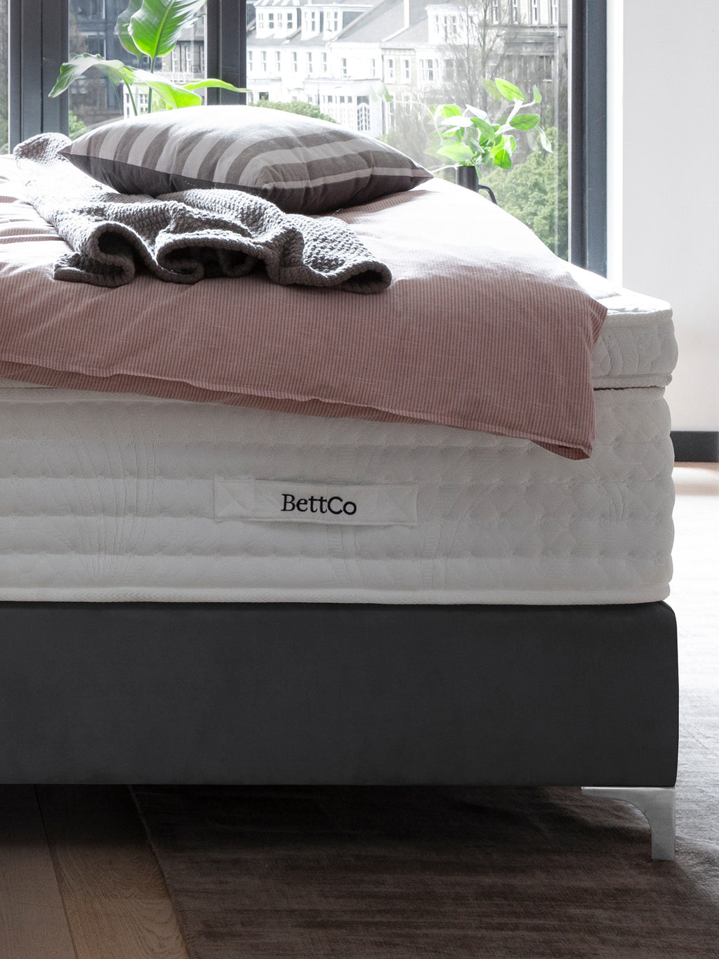 Velours Boxspringbett Dunkelgrau LYON