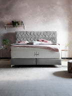 Velours Boxspringbett Grau LYON
