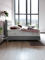 Velours Boxspringbett Grau LYON