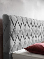 Velours Boxspringbett Grau LYON