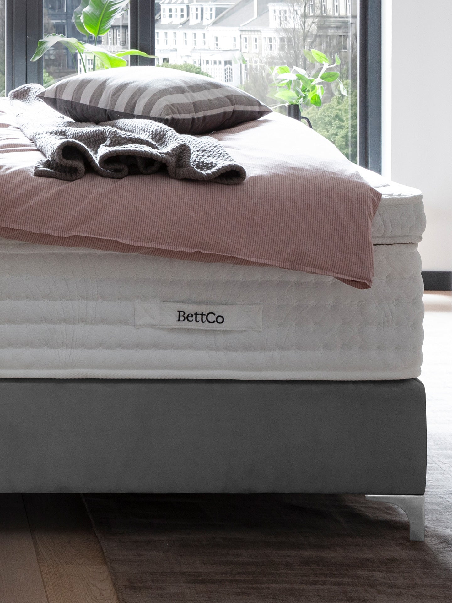 Velours Boxspringbett Grau LYON