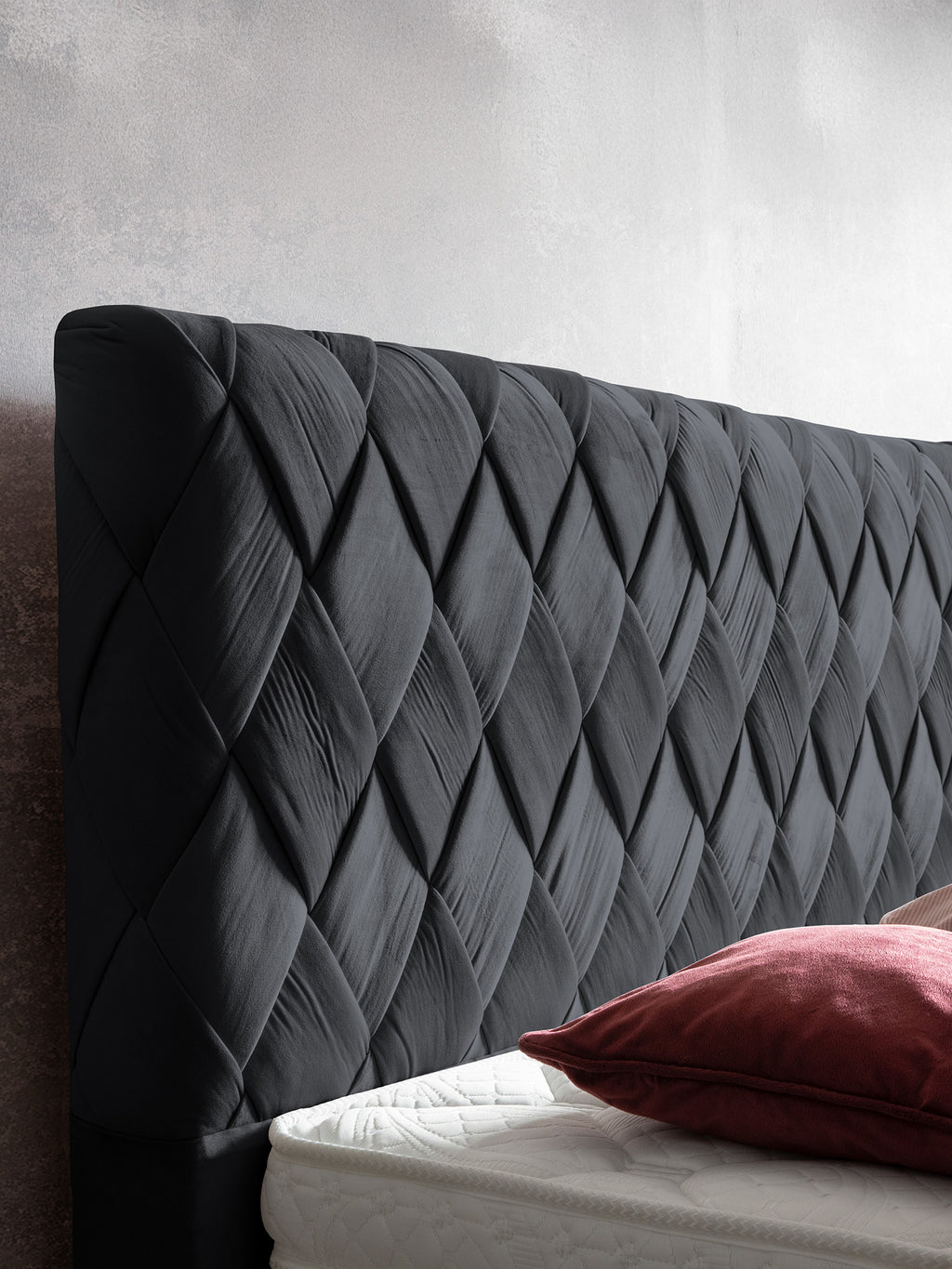 Velours Boxspringbett Schwarz LYON