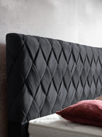 Velours Boxspringbett Schwarz LYON