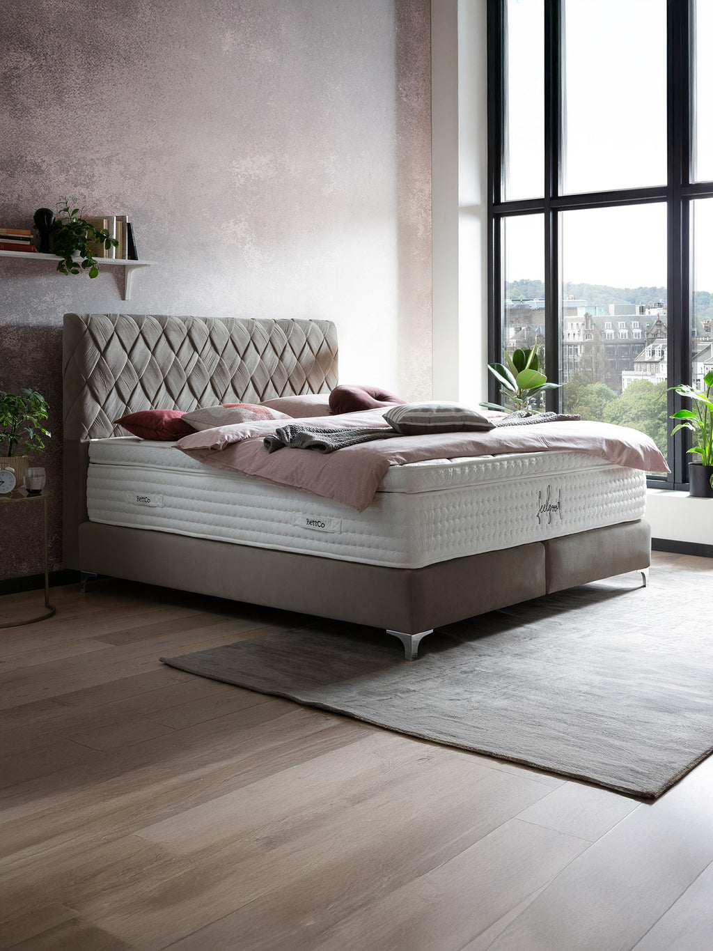 Velours Boxspringbett Taupe LYON