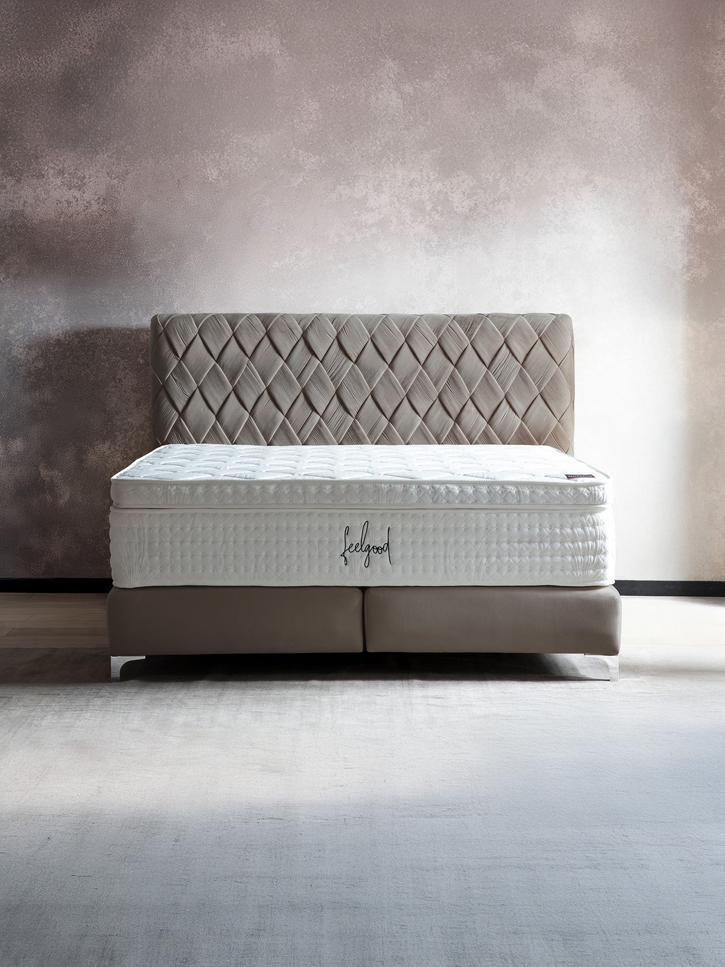 Velours Boxspringbett Taupe LYON