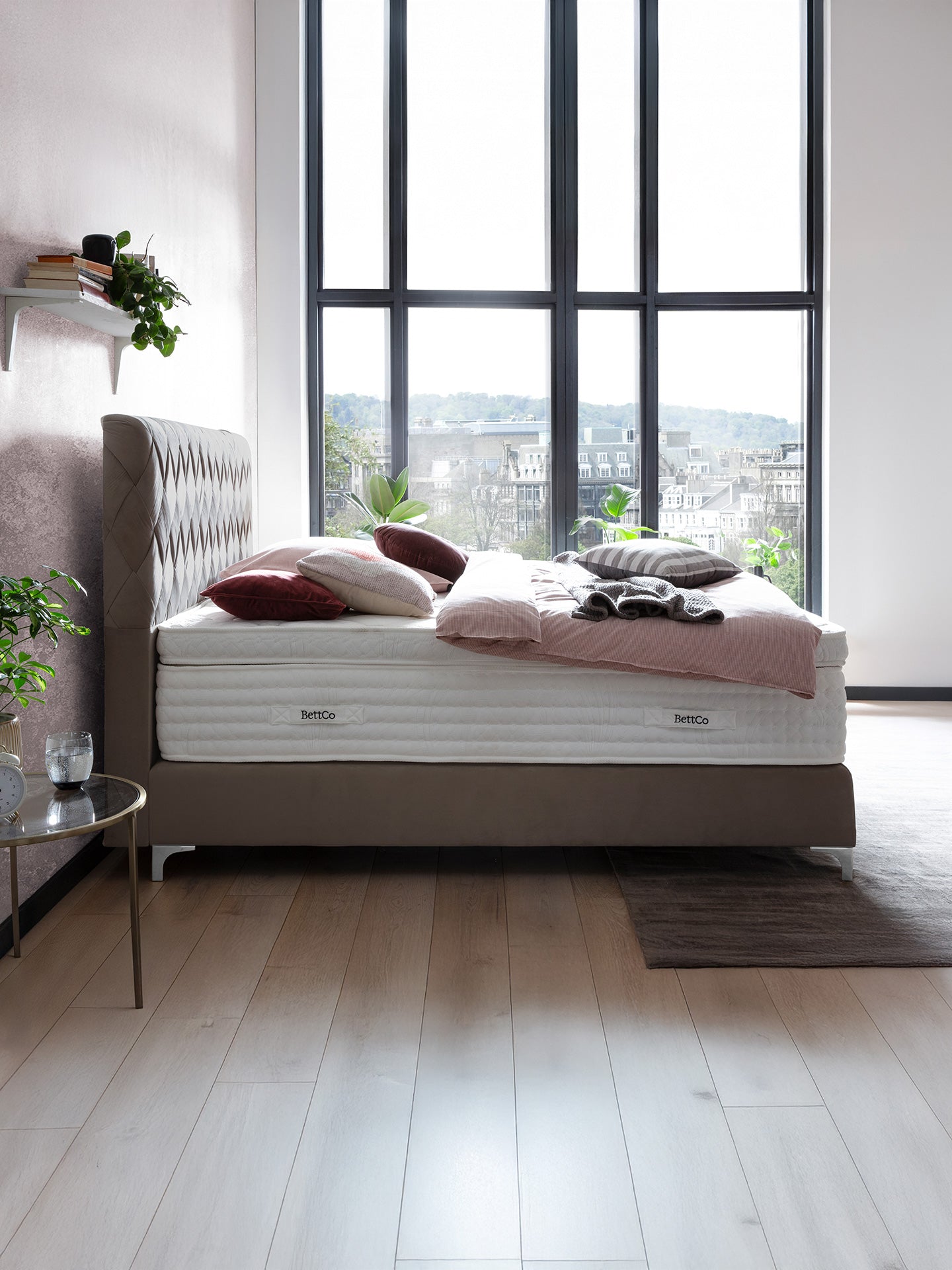 Velours Boxspringbett Taupe LYON