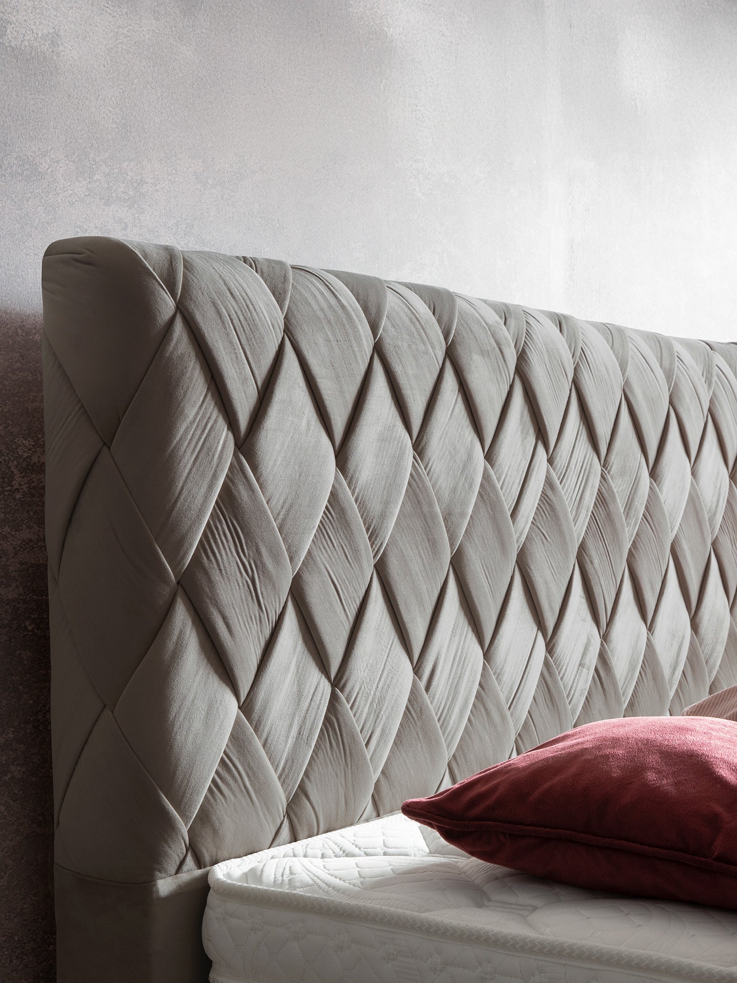 Velours Boxspringbett Taupe LYON