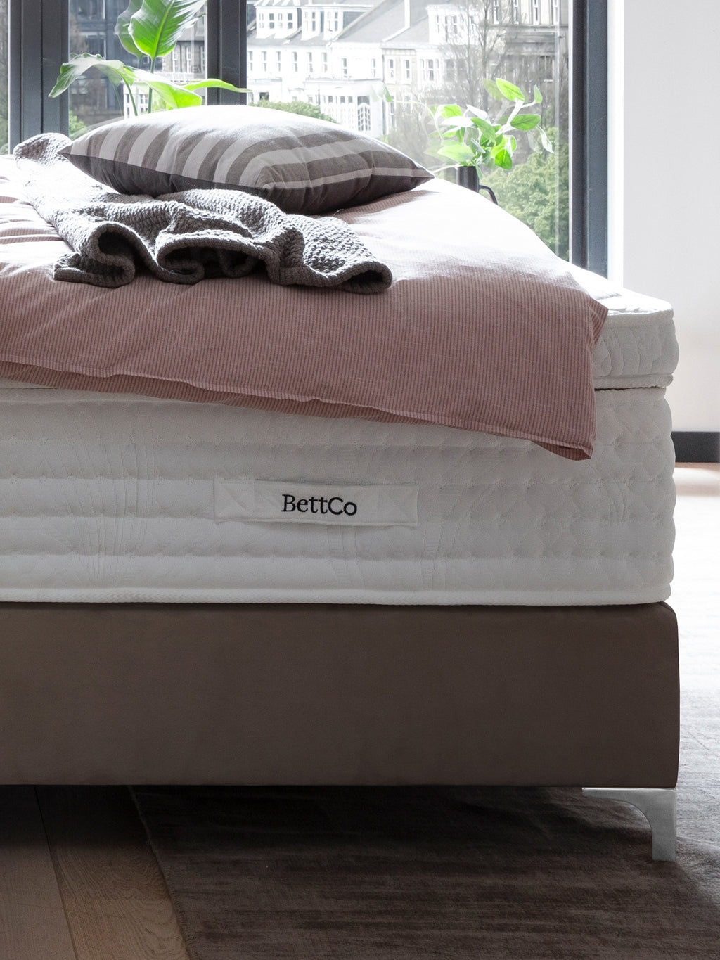 Velours Boxspringbett Taupe LYON