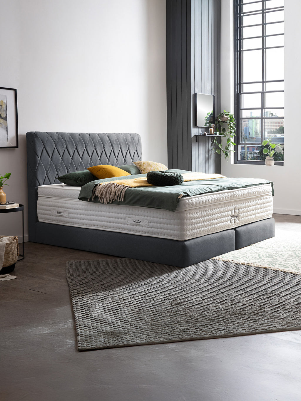 Webstoff Boxspringbett Anthrazit LYON