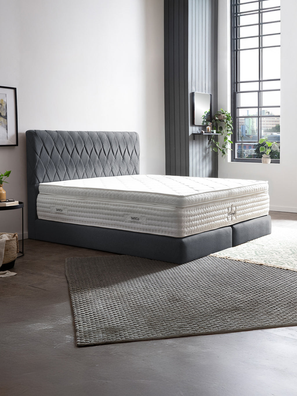 Webstoff Boxspringbett Anthrazit LYON