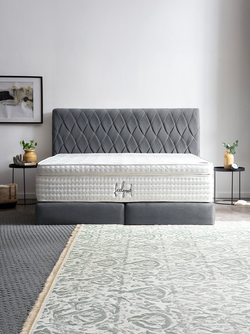 Webstoff Boxspringbett Anthrazit LYON