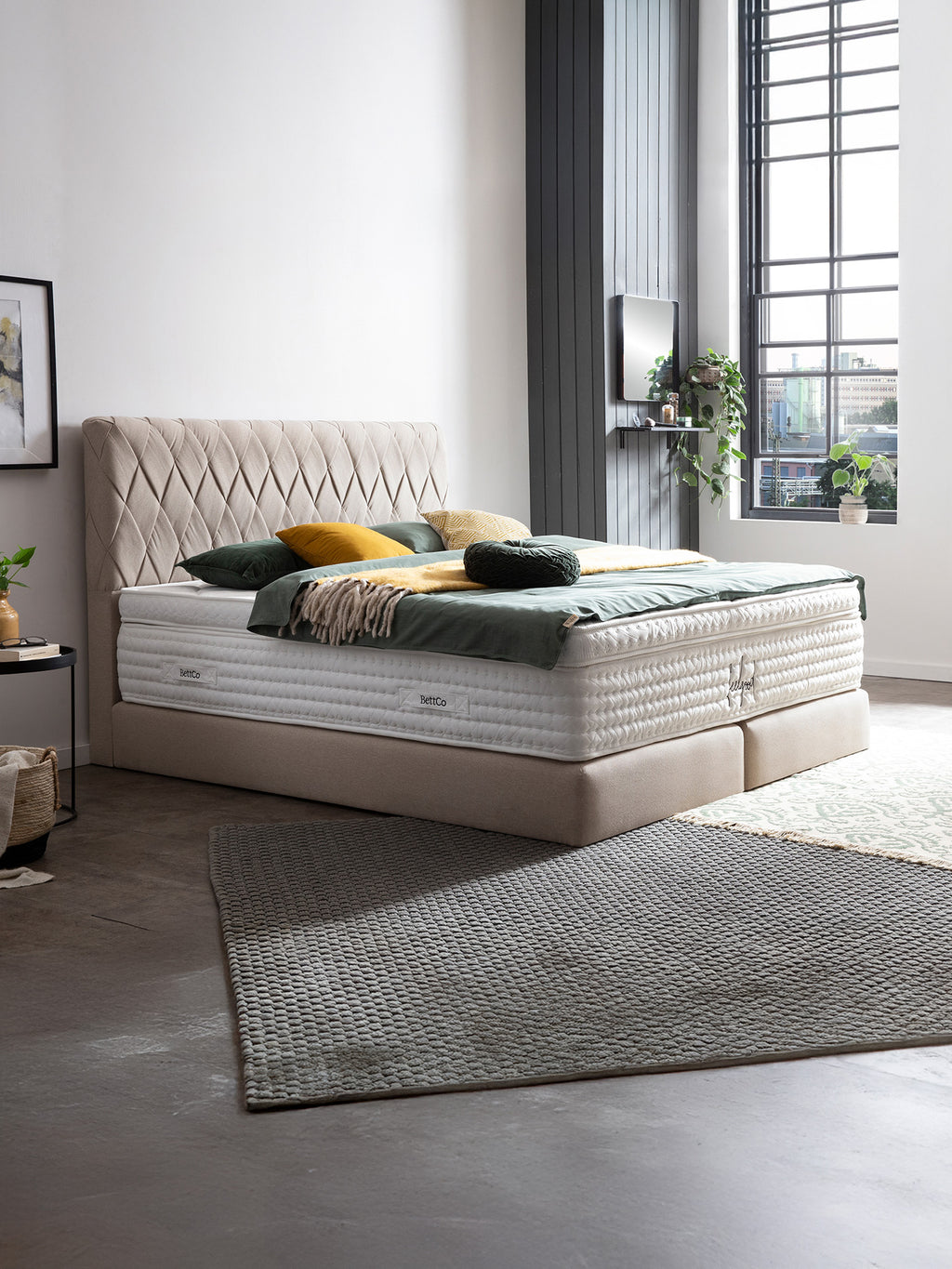 Webstoff Boxspringbett Beige LYON