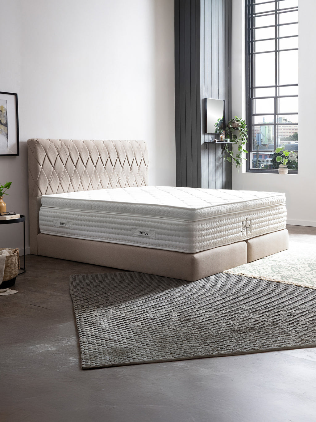 Webstoff Boxspringbett Beige LYON