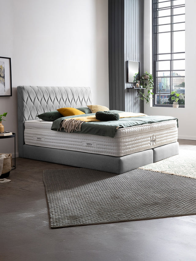 Webstoff Boxspringbett Hellgrau LYON
