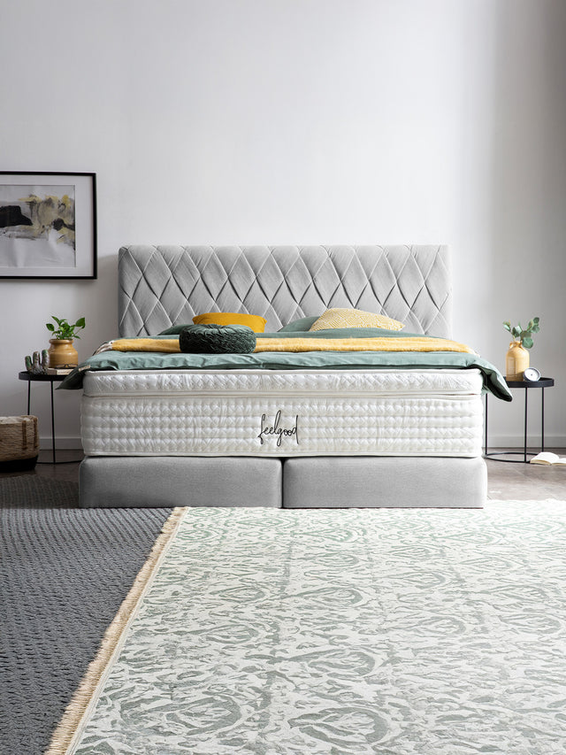 Webstoff Boxspringbett Hellgrau LYON