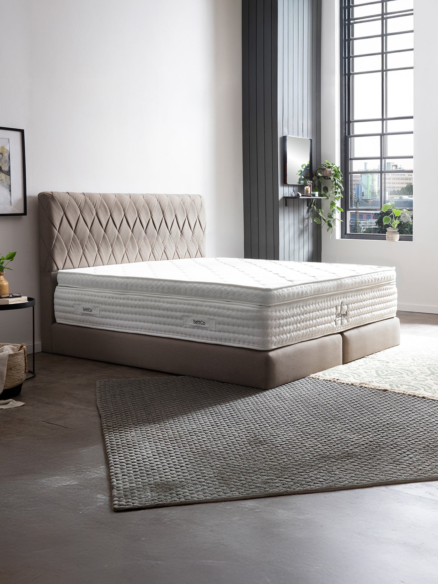 Webstoff Boxspringbett Nougat LYON