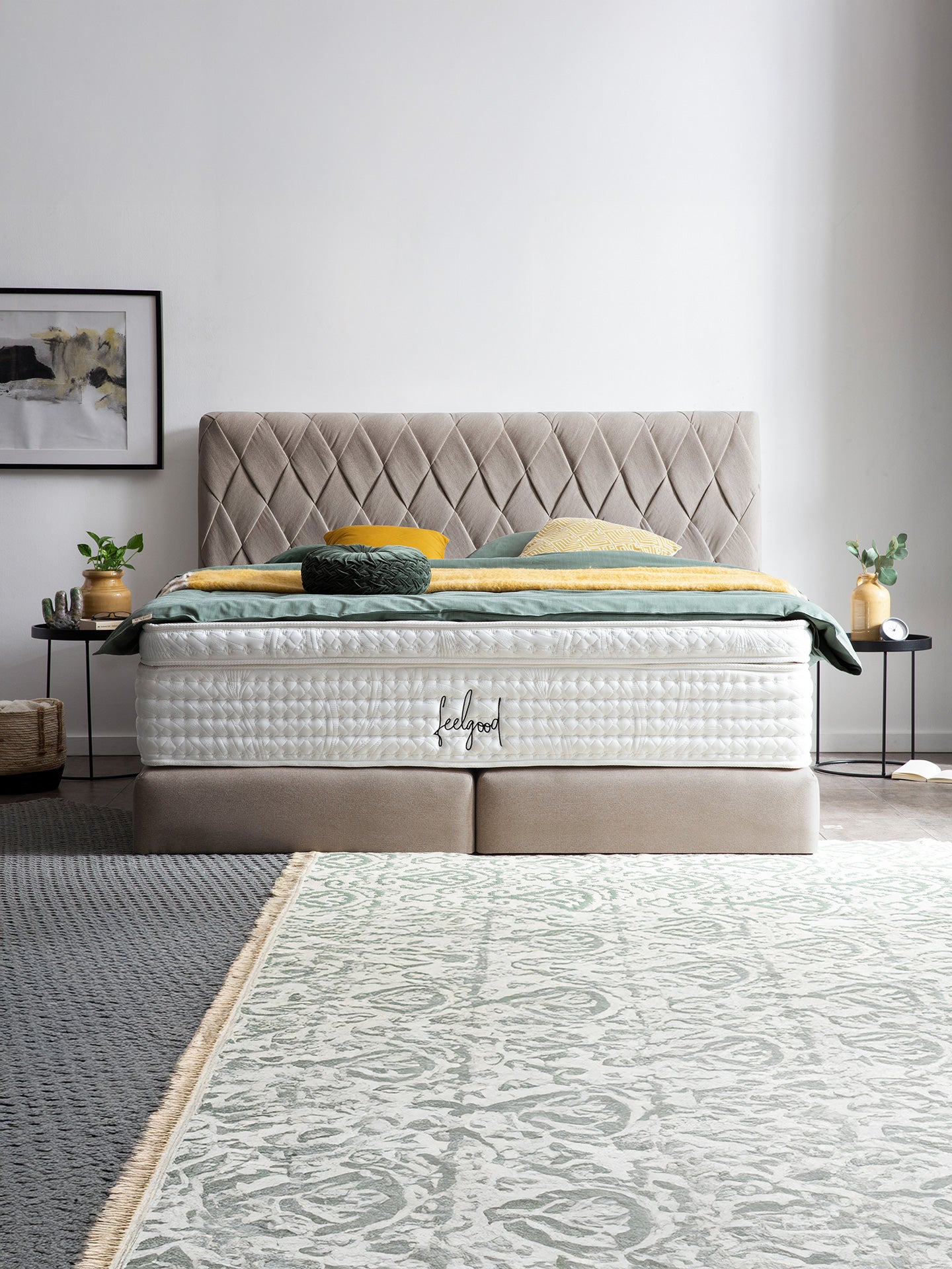 Webstoff Boxspringbett Nougat LYON