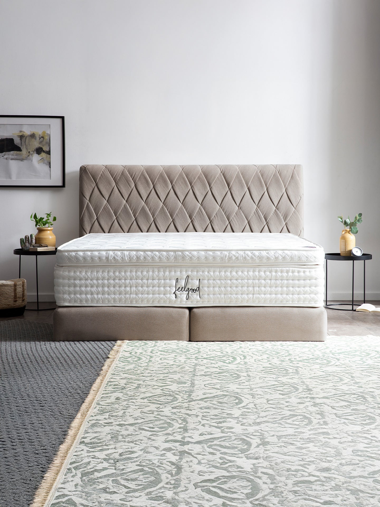 Webstoff Boxspringbett Nougat LYON