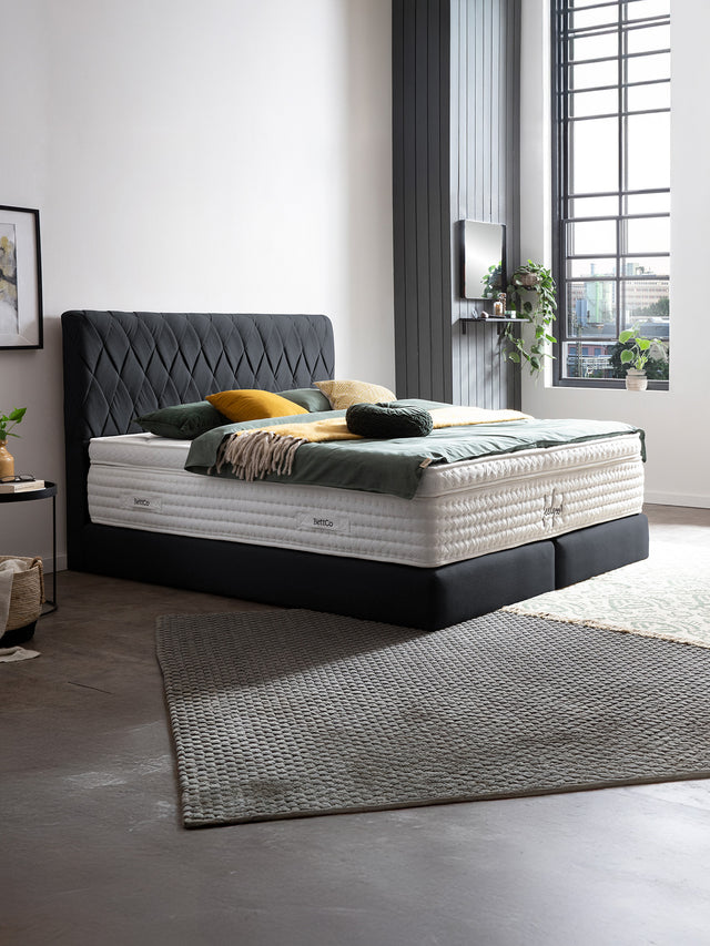 Webstoff Boxspringbett Schwarz LYON