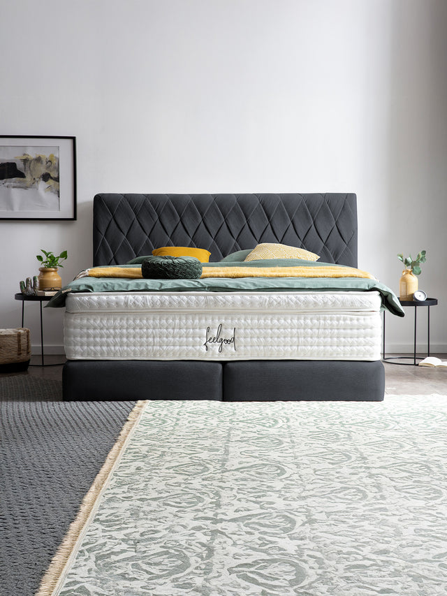 Webstoff Boxspringbett Schwarz LYON