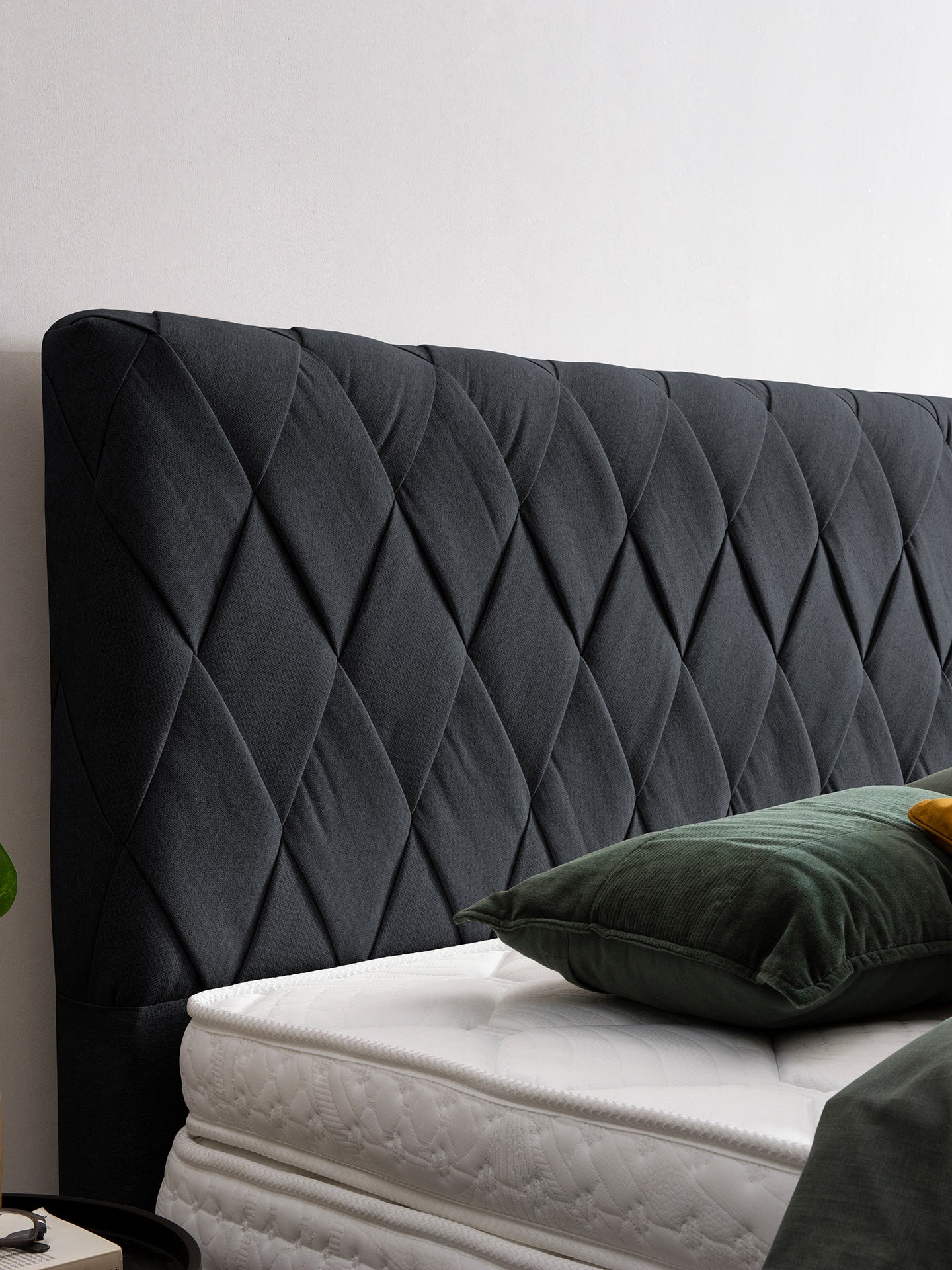 Webstoff Boxspringbett Schwarz LYON