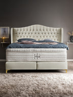 Samt Boxspringbett Creme MAISON