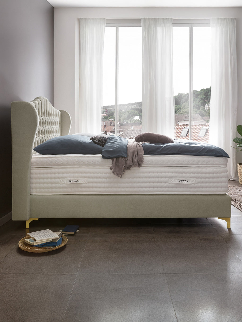 Samt Boxspringbett Creme MAISON