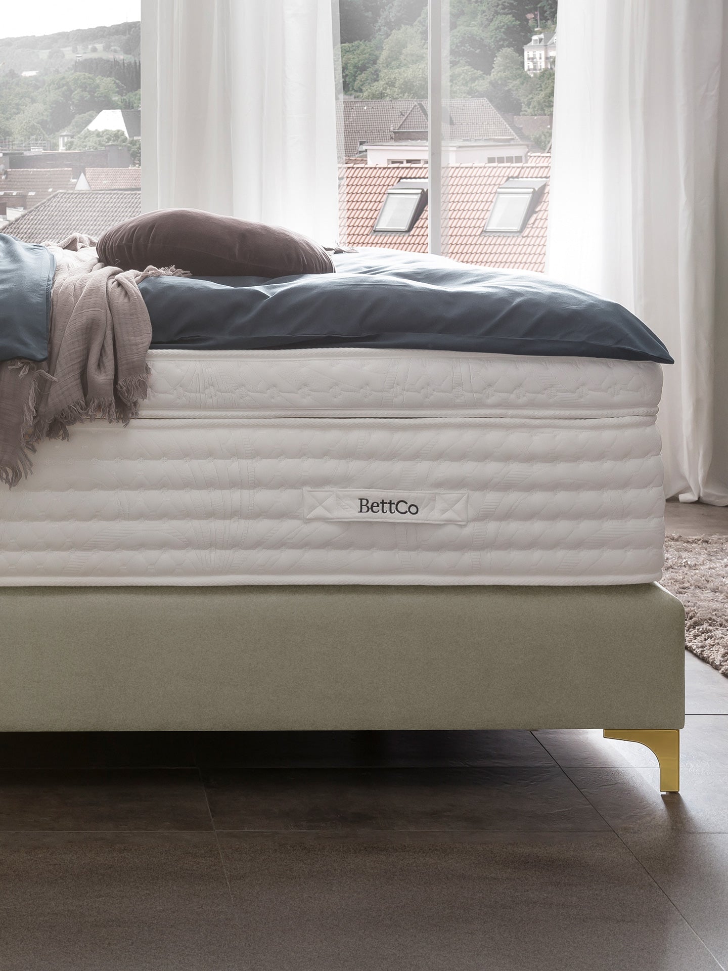 Samt Boxspringbett Creme MAISON